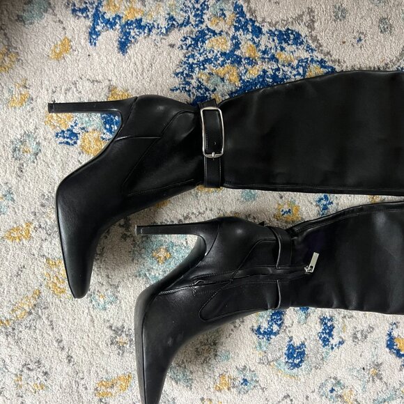 Over the Knee (faux) leather Marc Fisher black stiletto boots (size 7.5) - Picture 7 of 7